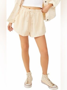 Free People Linen Blend Drawstring Shorts
